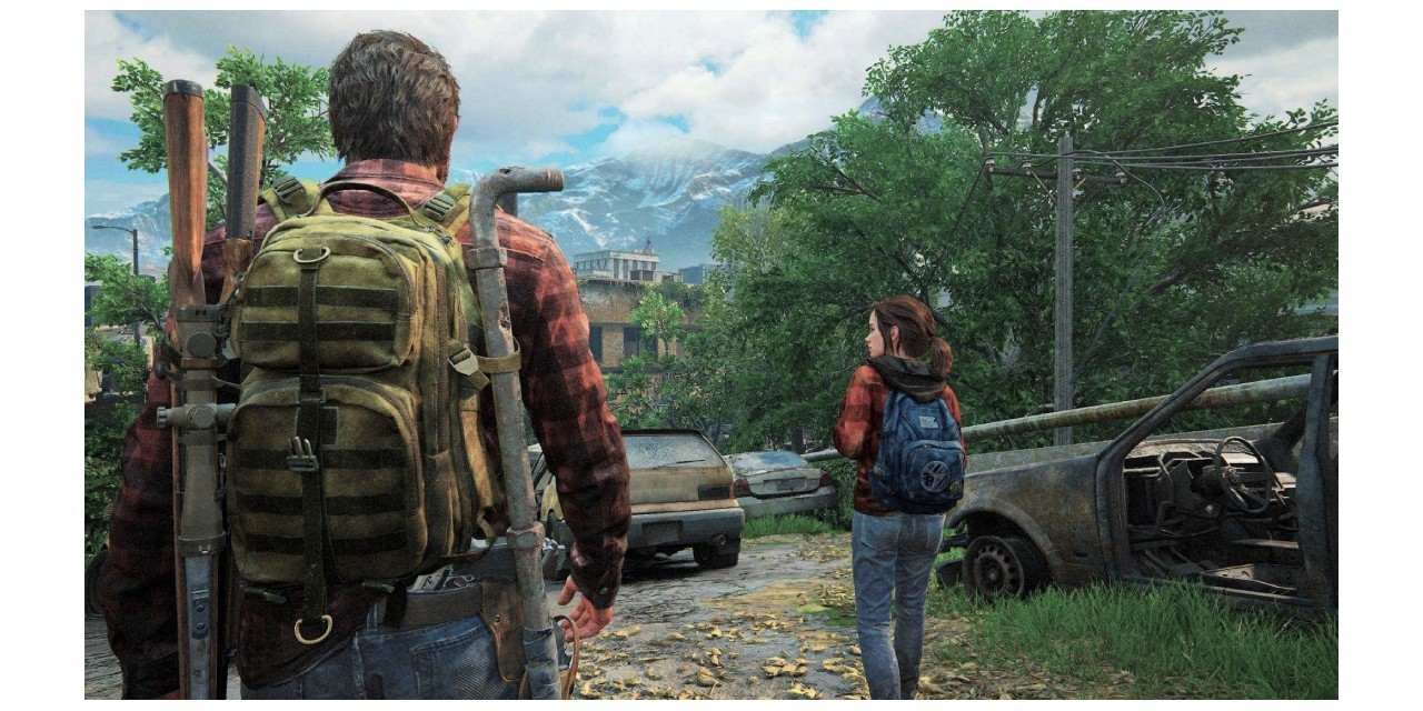 Screenshot from the Last of Us featuring Joel and Ellie