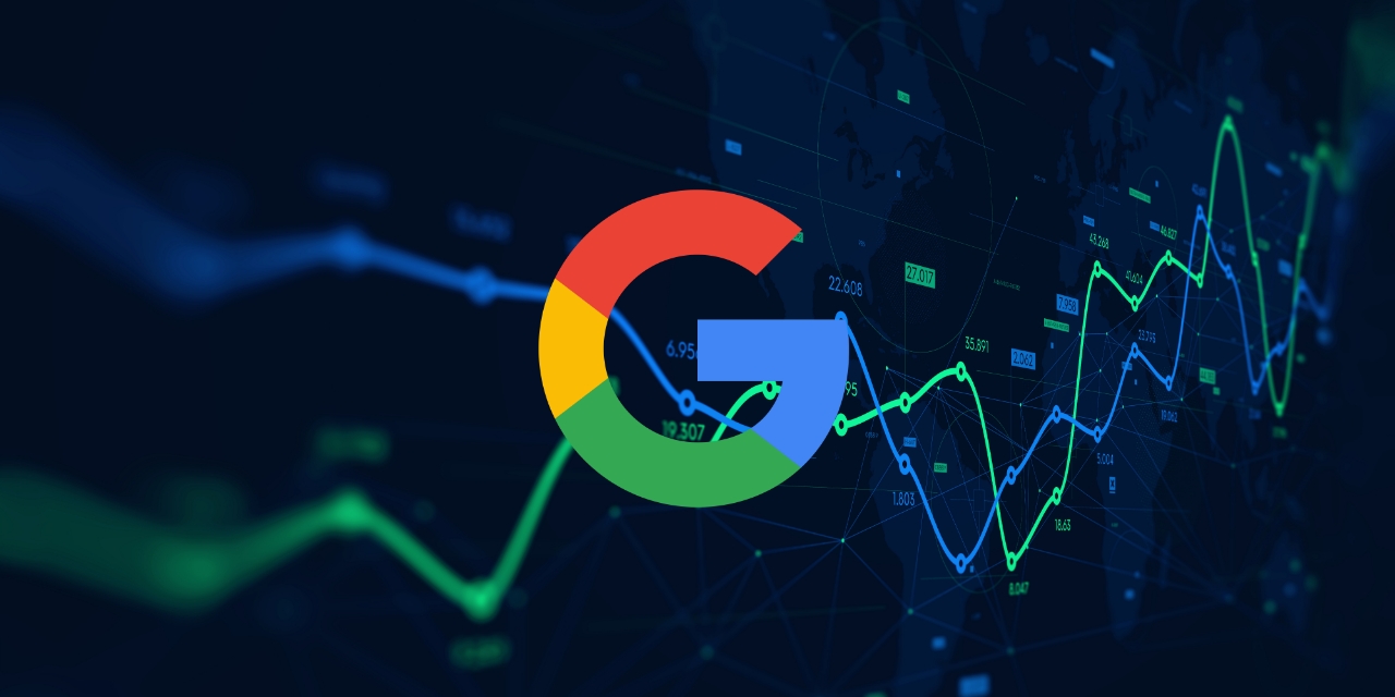 Google Logo with Dark background and Graph lines