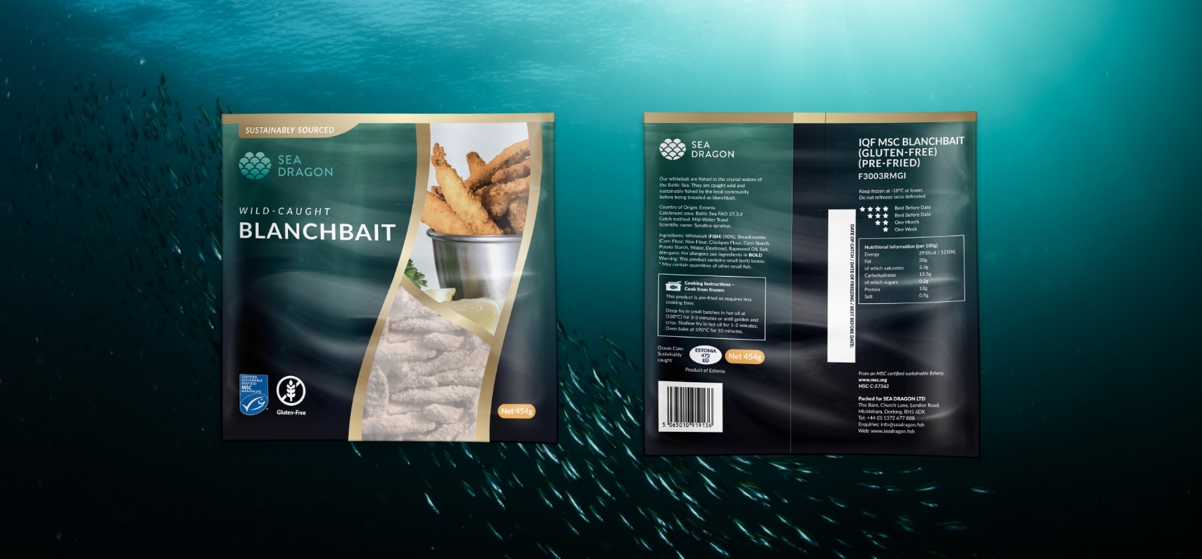Sea Dragon blanchbait packaging design