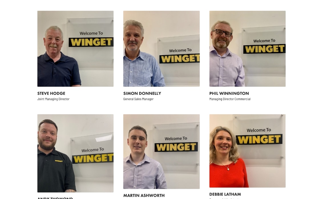 Winget website meet the team page