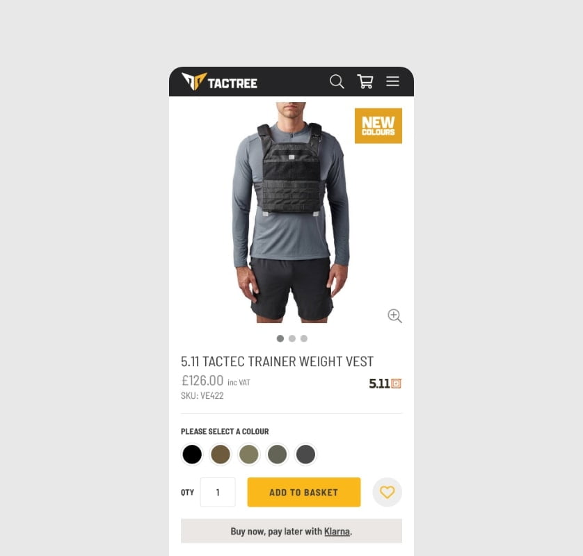 TacTree mobile product page design