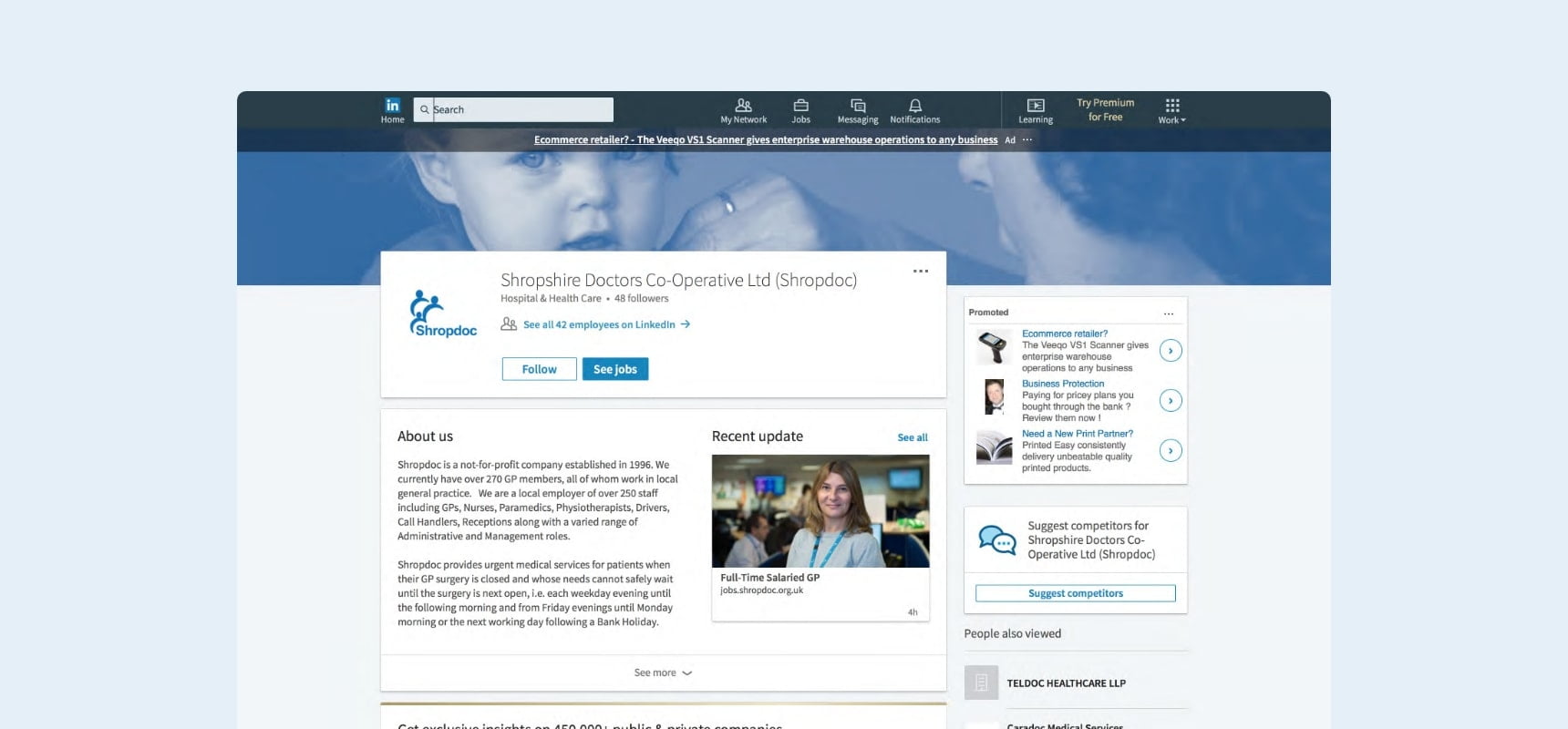 ShropDoc LinkedIn page design