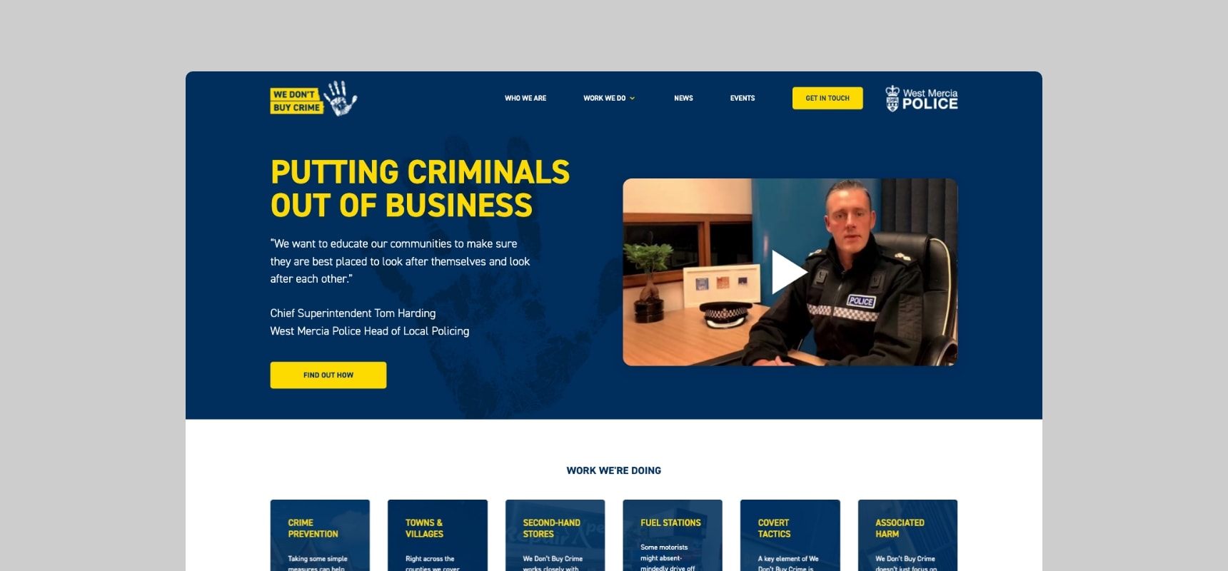 West Mercia Police desktop home page