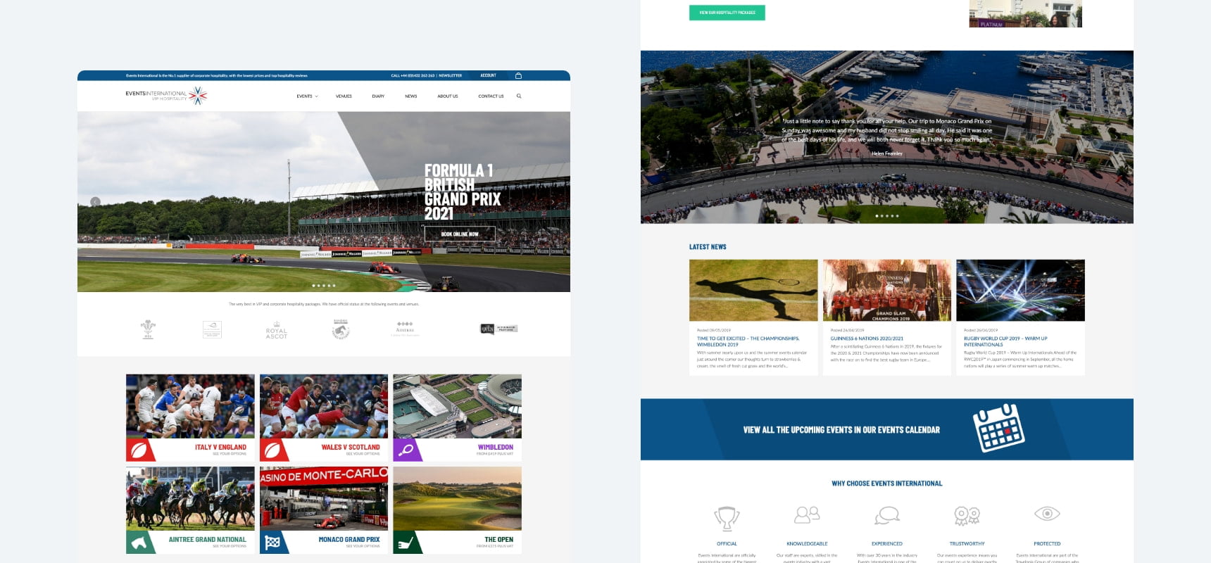 Events International homepage